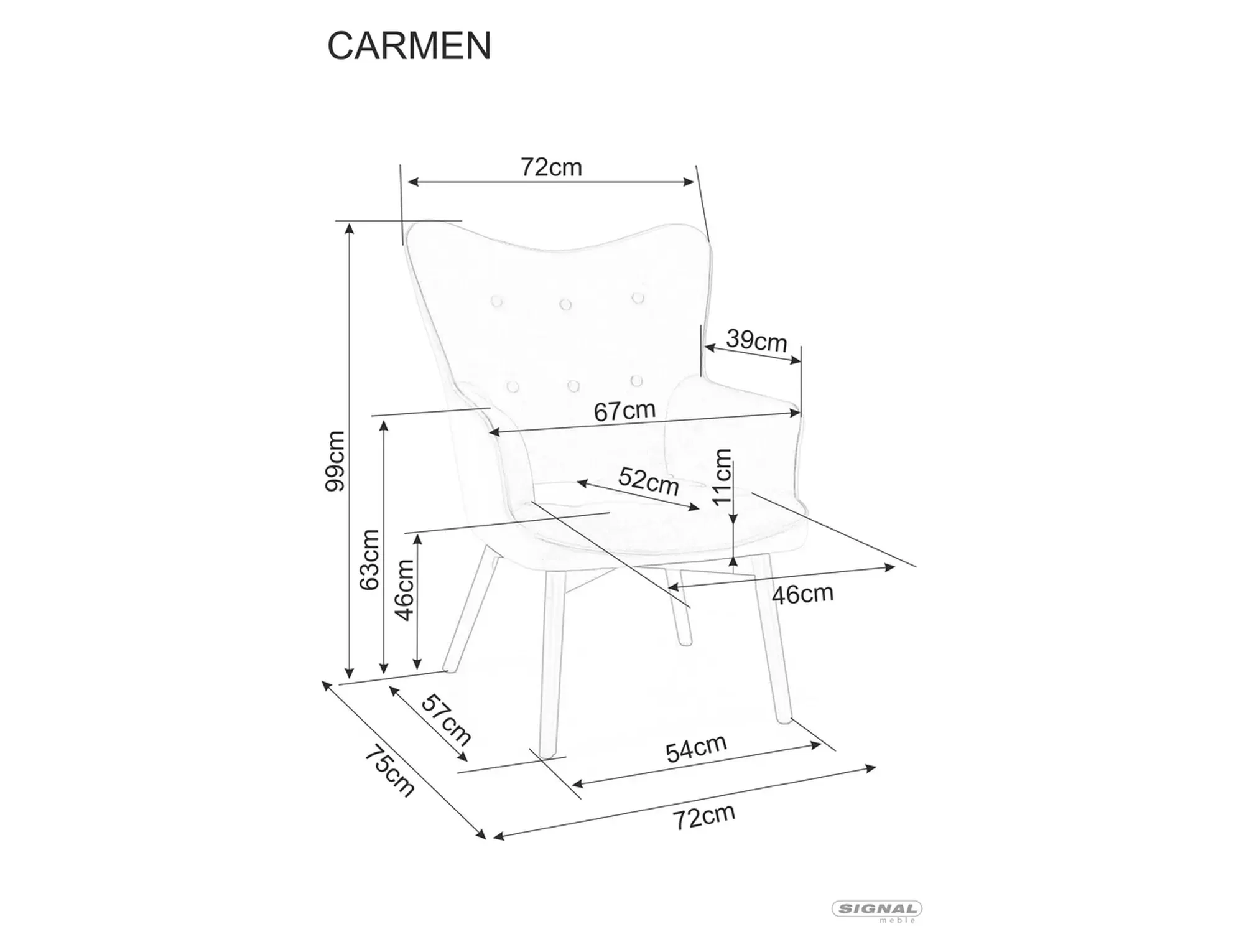 Fotel CARMEN VELVET Bluvel 4215 cynamonowy czarny mat Signal
