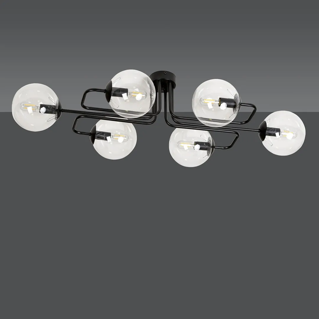Lampa sufitowa BRENDI 6 czarny transparentny — zdjęcie 2