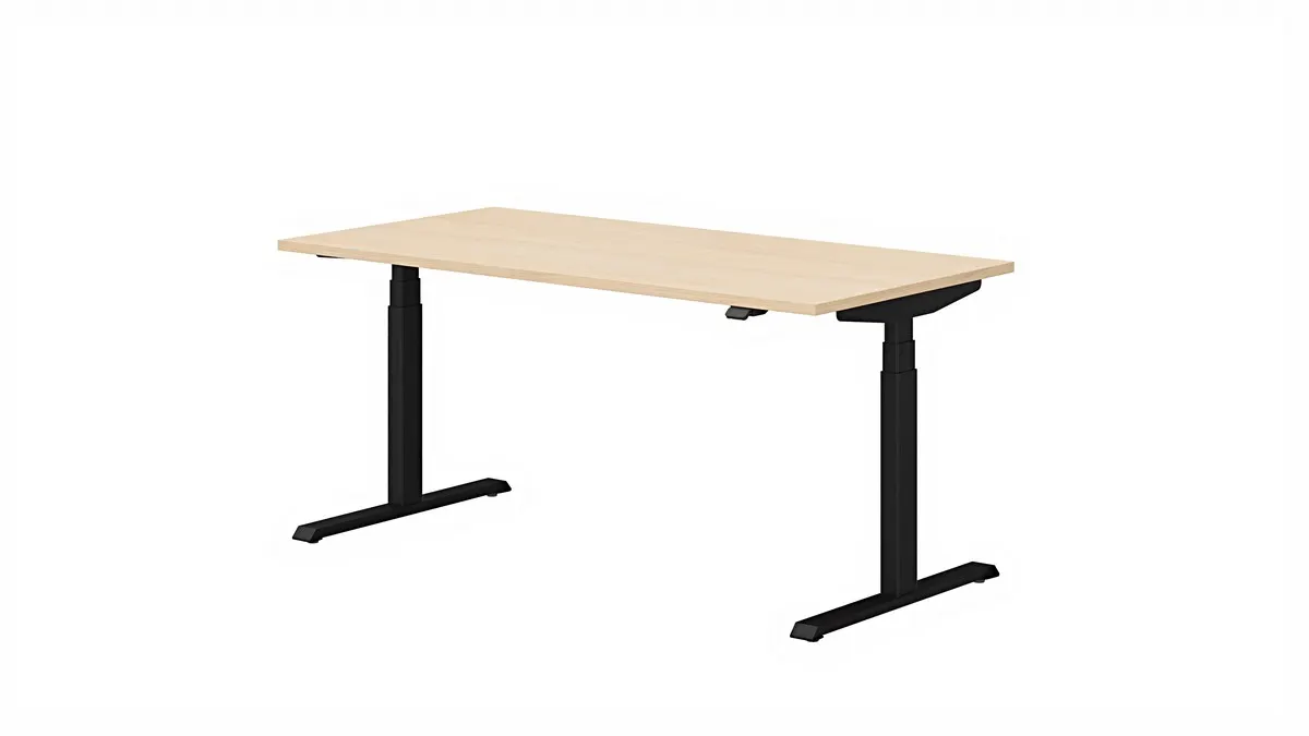 Biurko OP-LITE E elektryczne z regulacją wysokości dąb czarne 160x80x62,5(127,5)cm