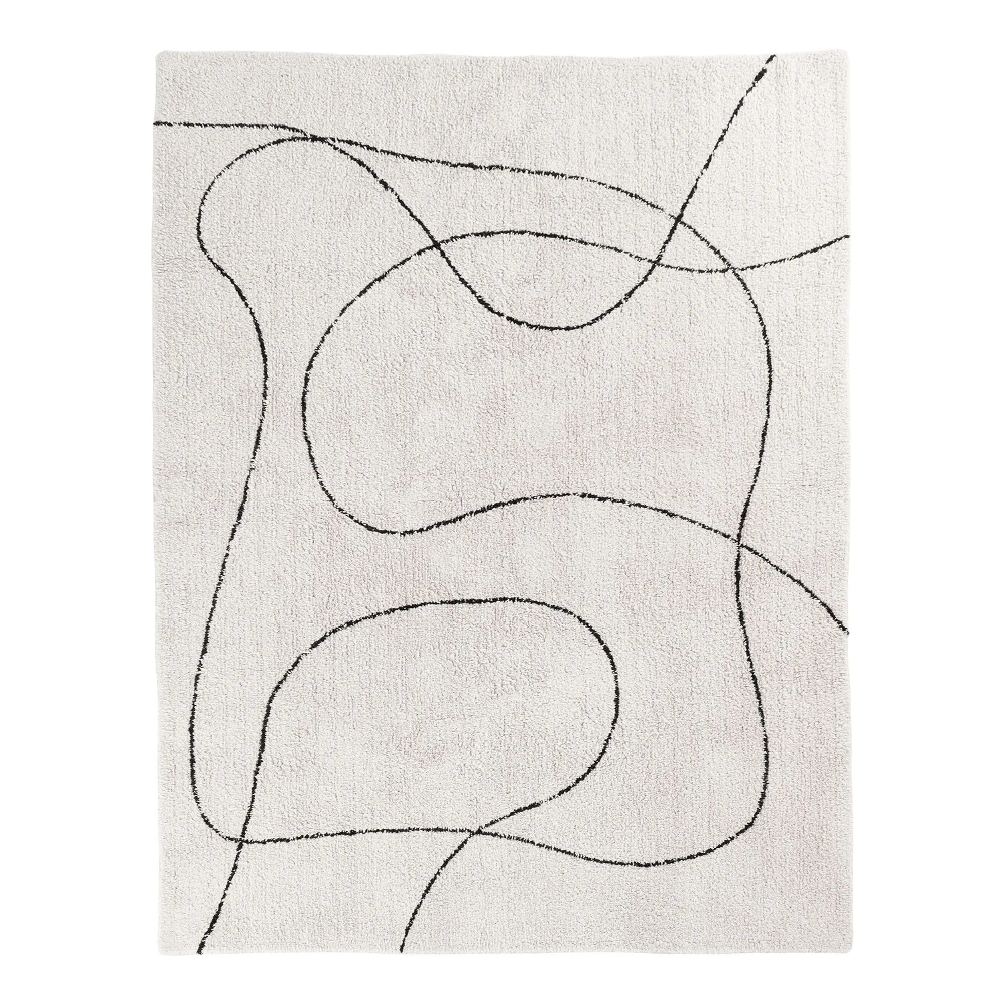 Dywan bawełniany prostokątny TAMPA z nadrukiem 200x300 cm złamana biel czarny Dywan bawełniany prostokątny TAMPA z nadrukiem 200x300 cm złamana biel czarny