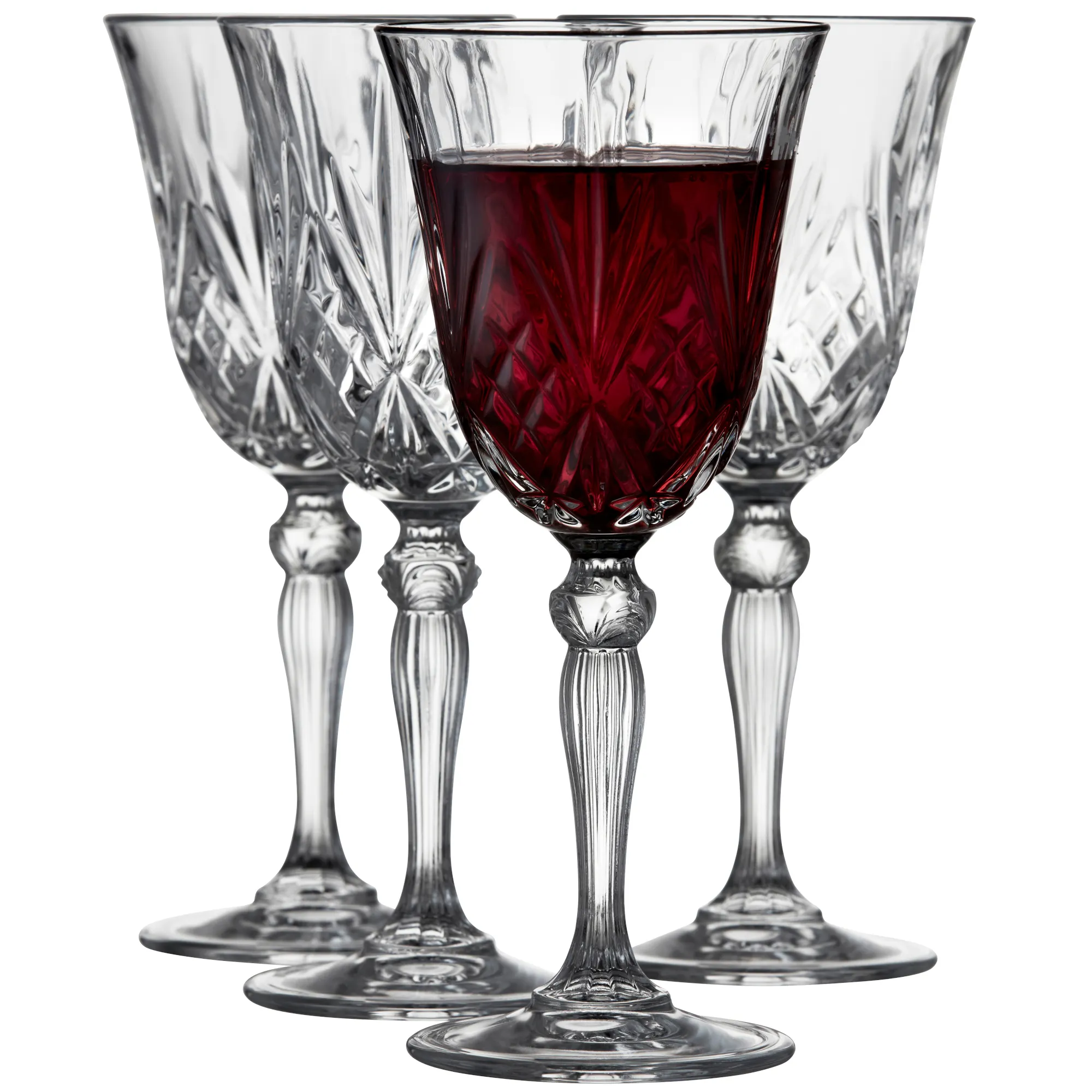 Lyngby Kieliszki do czerwonego wina Melodia 270 ml 4 szt kieliszki, kryształ, czerwone wino, szlifowany, zestaw kieliszków