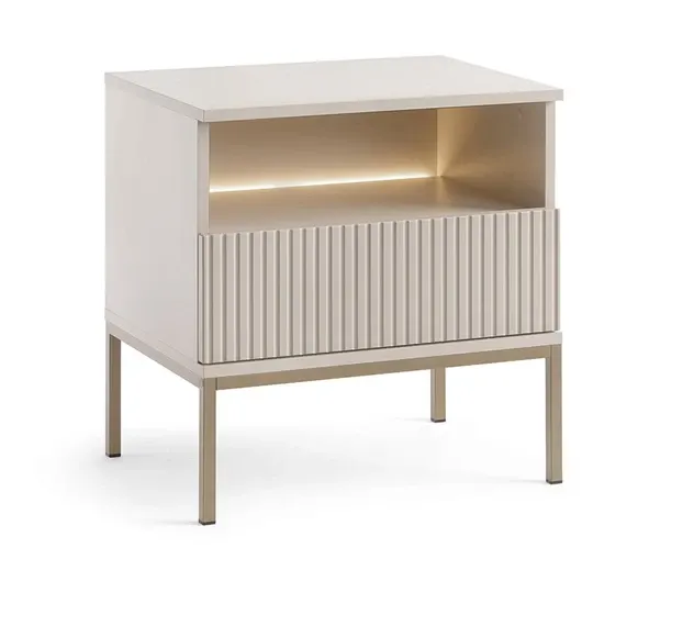 Szafka nocna z szufladą i oświetleniem SENTO 1 pkt. LED cashmere