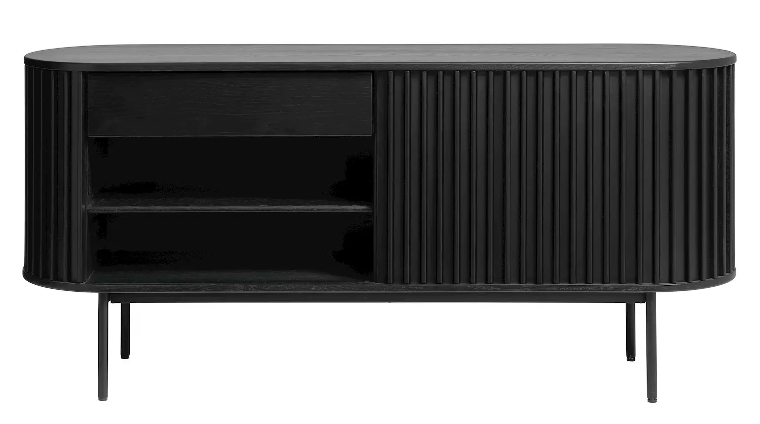 Komoda 2-drzwiowa SIENA z szufladą ryflowana czarna - UN_46084640