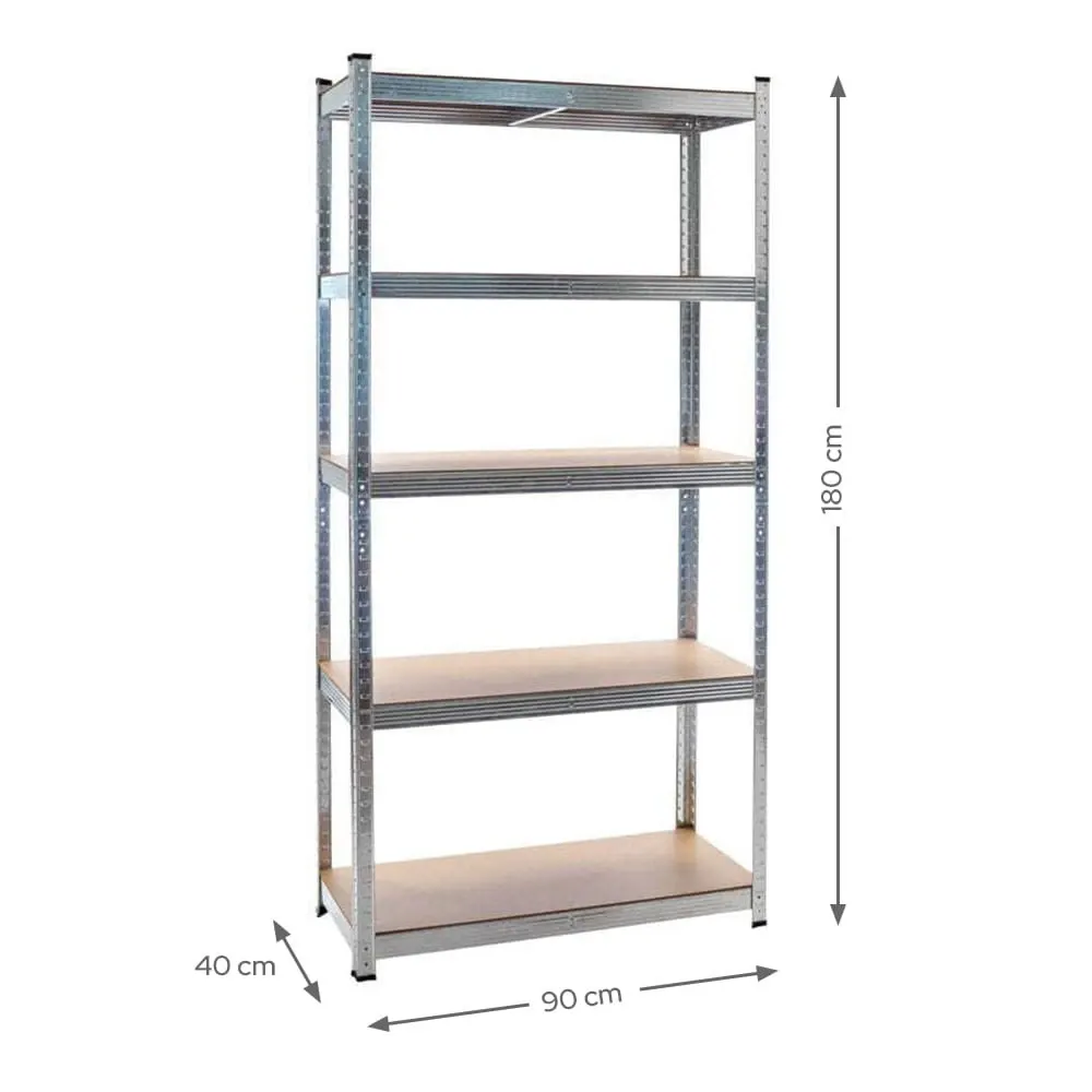 Regał magazynowy RMG175 z 5 półkami 90 cm stal srebrny — zdjęcie 3