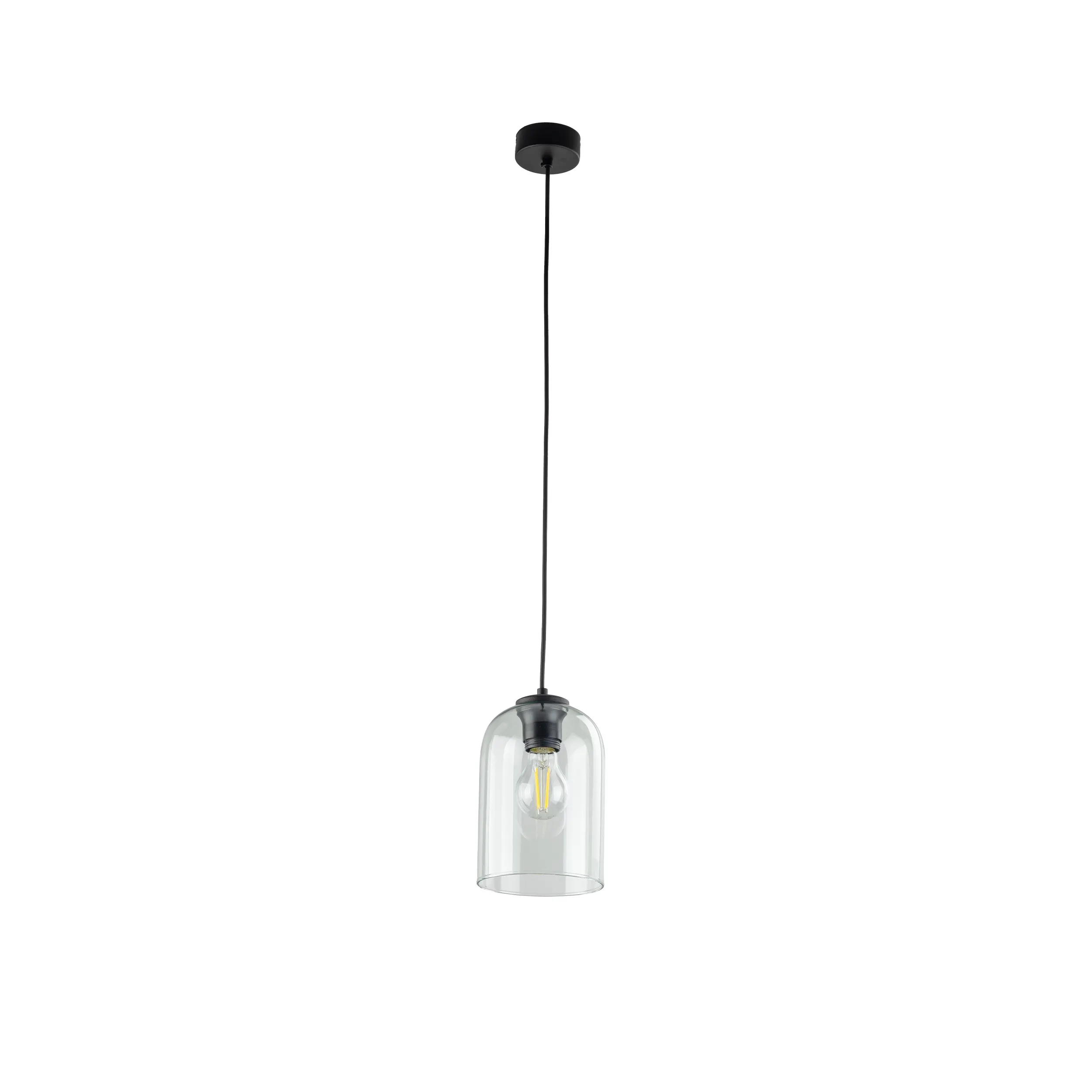 Lampa wisząca MOLLY czarna z lekko zielonym szklanym kloszem 160x14cm