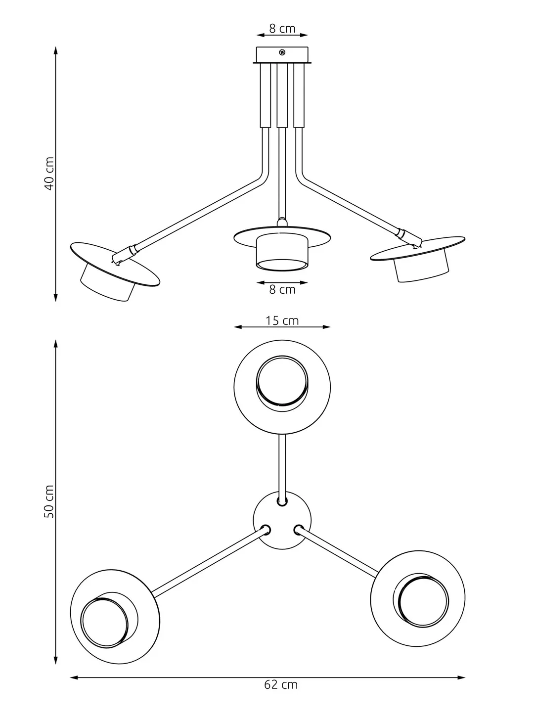Lampa sufitowa MIZU 3 BL czarna - 1448/3