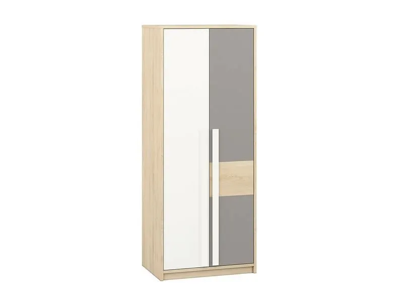 Szafa 2-drzwiowa z półkami i drążkiem DROP 02 buk fjord, biały, szary Szafa 2-drzwiowa z półkami i drążkiem DROP 02 buk fjord, biały, szary