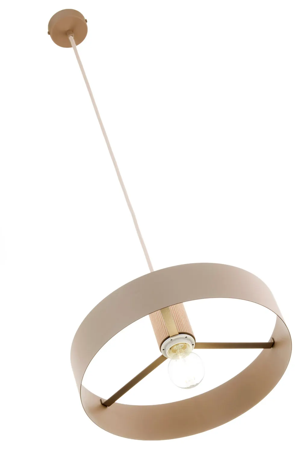 image lampa wisząca, kolor beżowy, okrągła rama, lamp pendant, żarówka E27