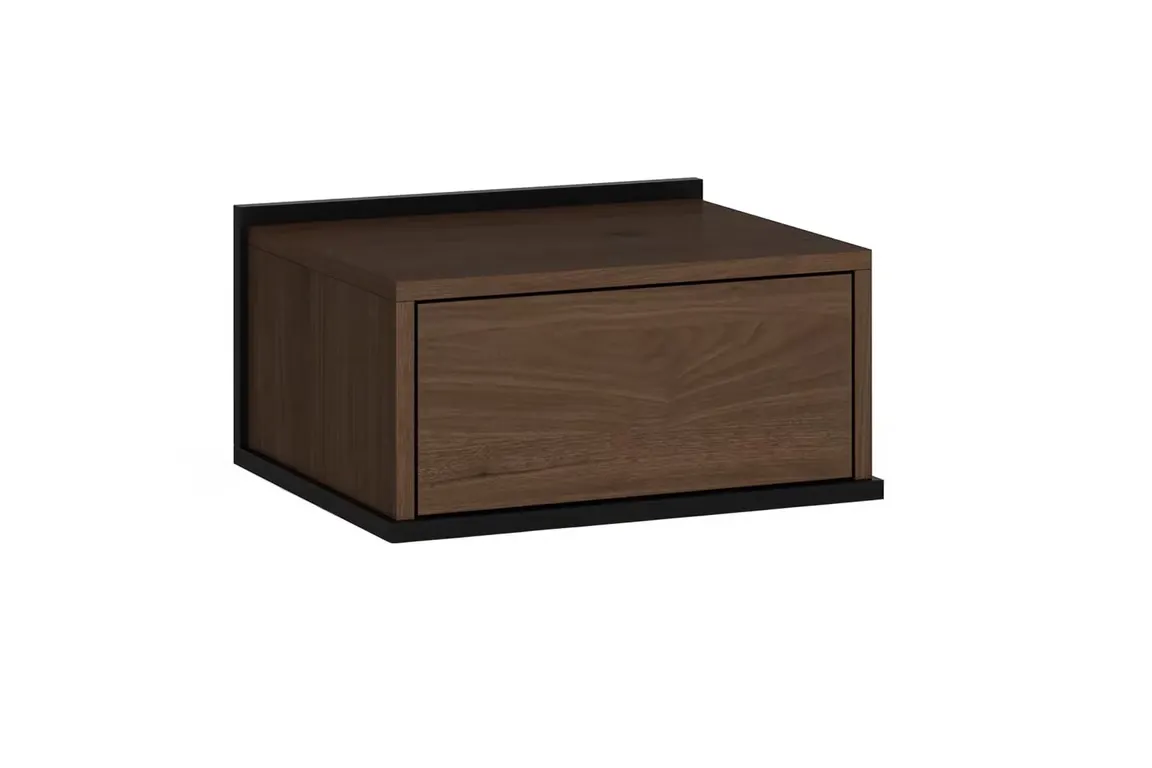 Szafka nocna wisząca z 1 szufladą ZENAR 50 cm orzech elegant czarny