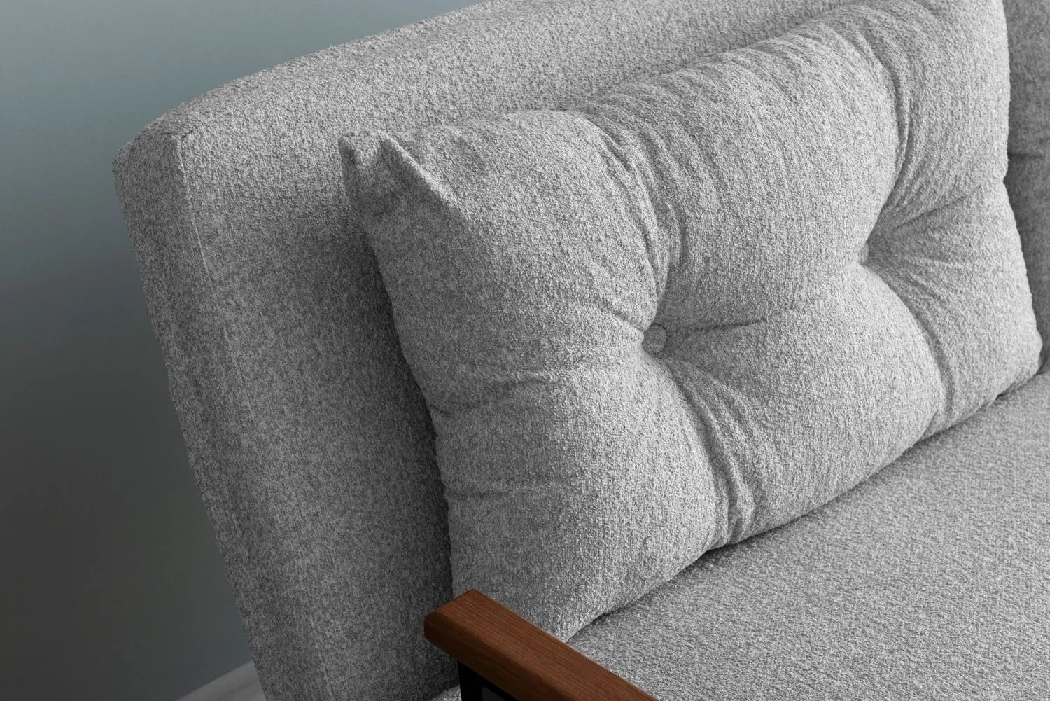 Sofa rozkładana 2-osobowa SANDO tkanina Teddy jasnoszara — zdjęcie 8
