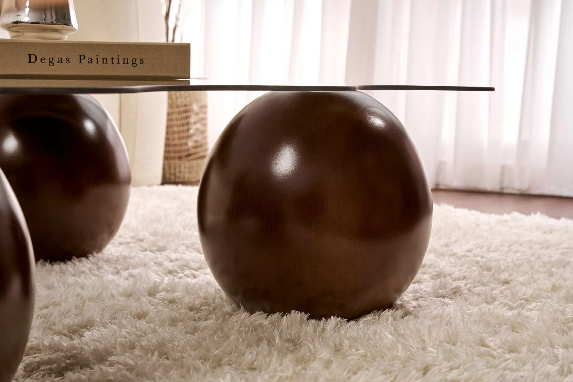 Stolik kawowy NOXA 80x120 cm nogi kuliste orzech blat szary - ASI_857NRD1134