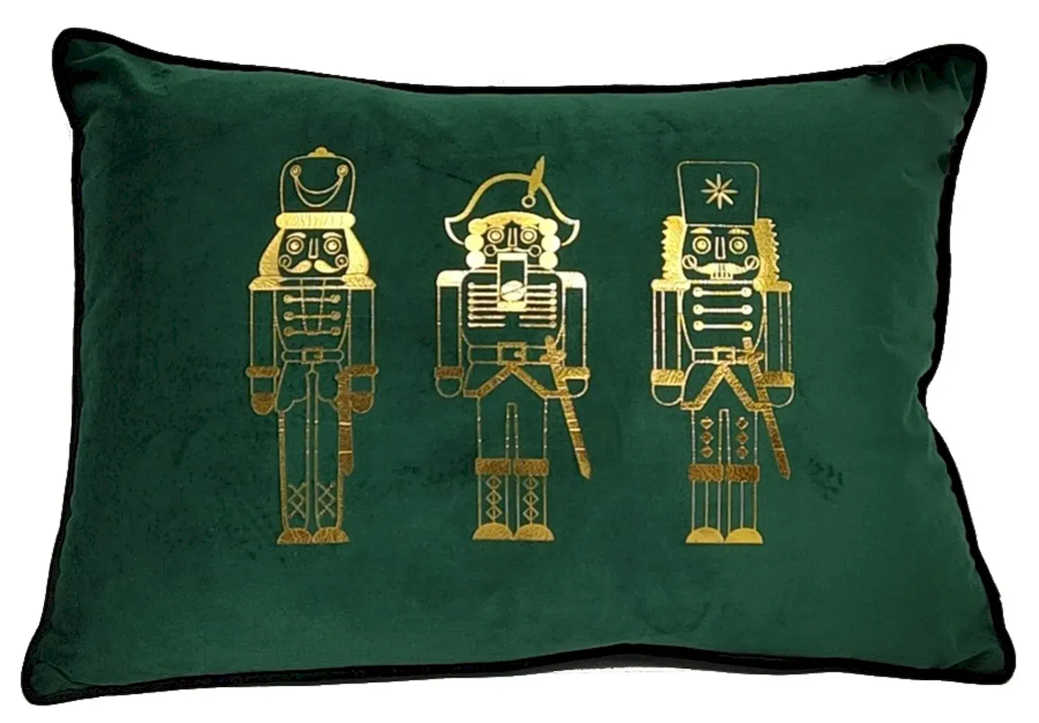 Poduszka świąteczna welurowa Z ŻOŁNIERZYKAMI 35x50 zielona