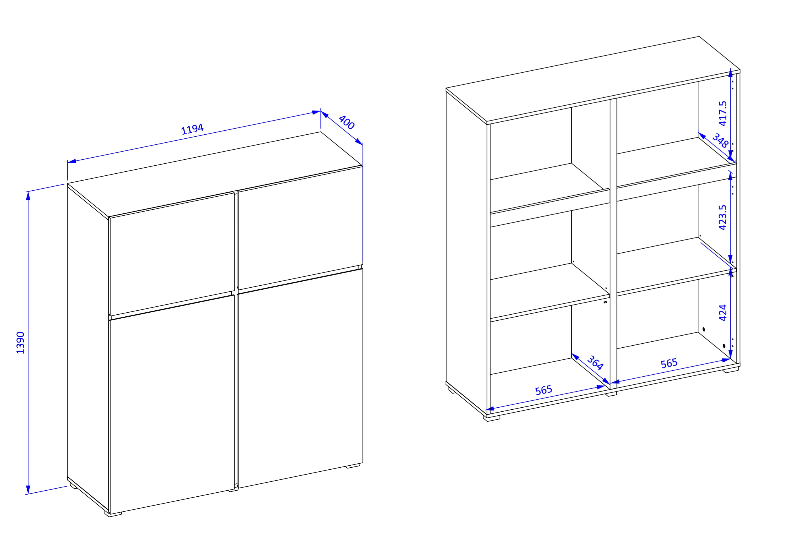 Komoda wysoka CROSS 4-drzwiowa 120x139 zielona - 24GWMY76