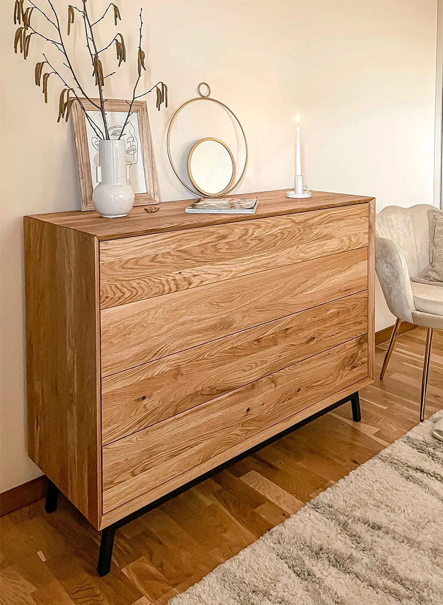 Komoda MODERN LOFT z 4 szufladami - dąb olejowany - PLMOL04D