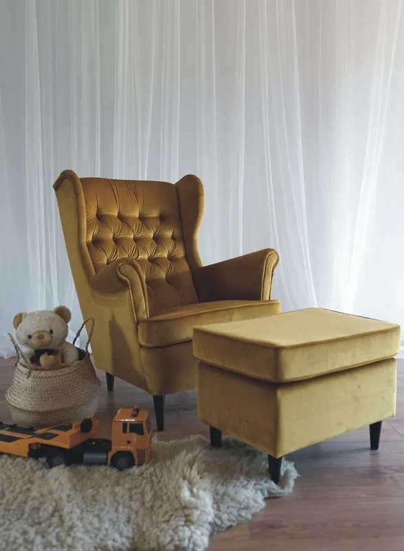 Podnóżek aksamitny RON VELVET curry - RONV68WP