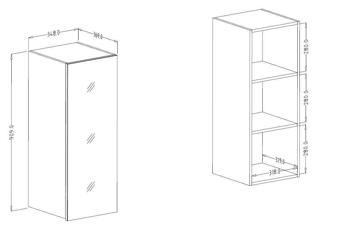 Szafka wisząca HELIO 08 czarna jednodrzwiowa 91x37x35cm - 24WWJW08