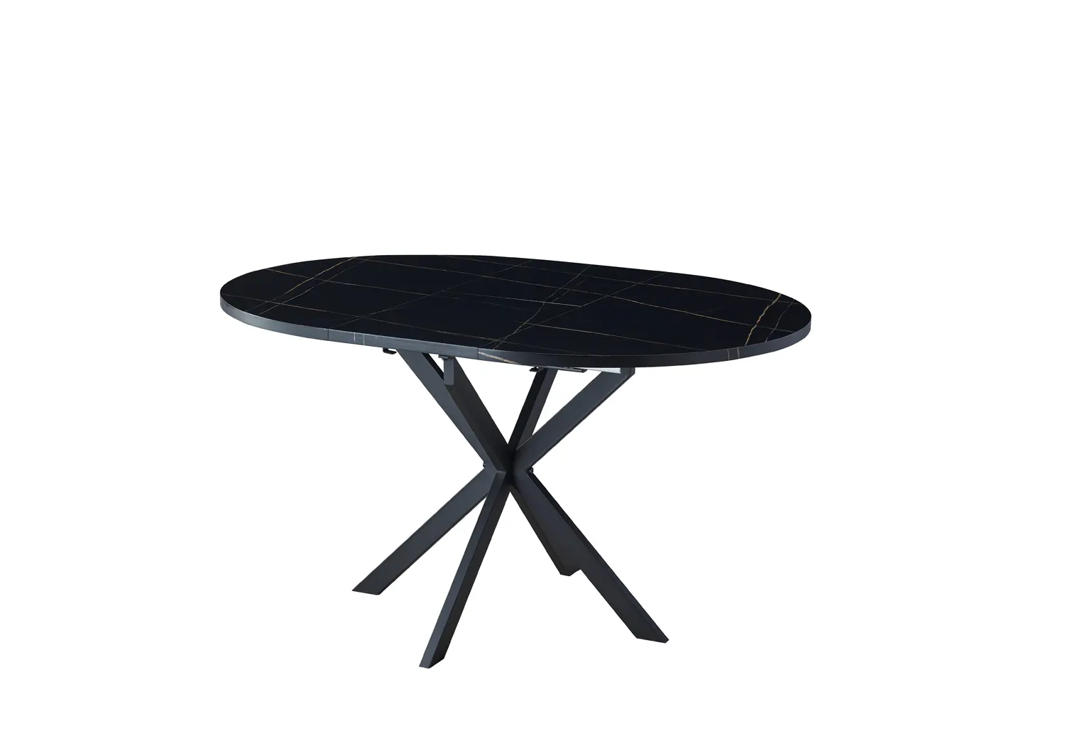 STÓŁ GASTON CZARNY EFEKT MARMURU/CZARNY MAT 100(135)X100 - GASTONCMAC100
