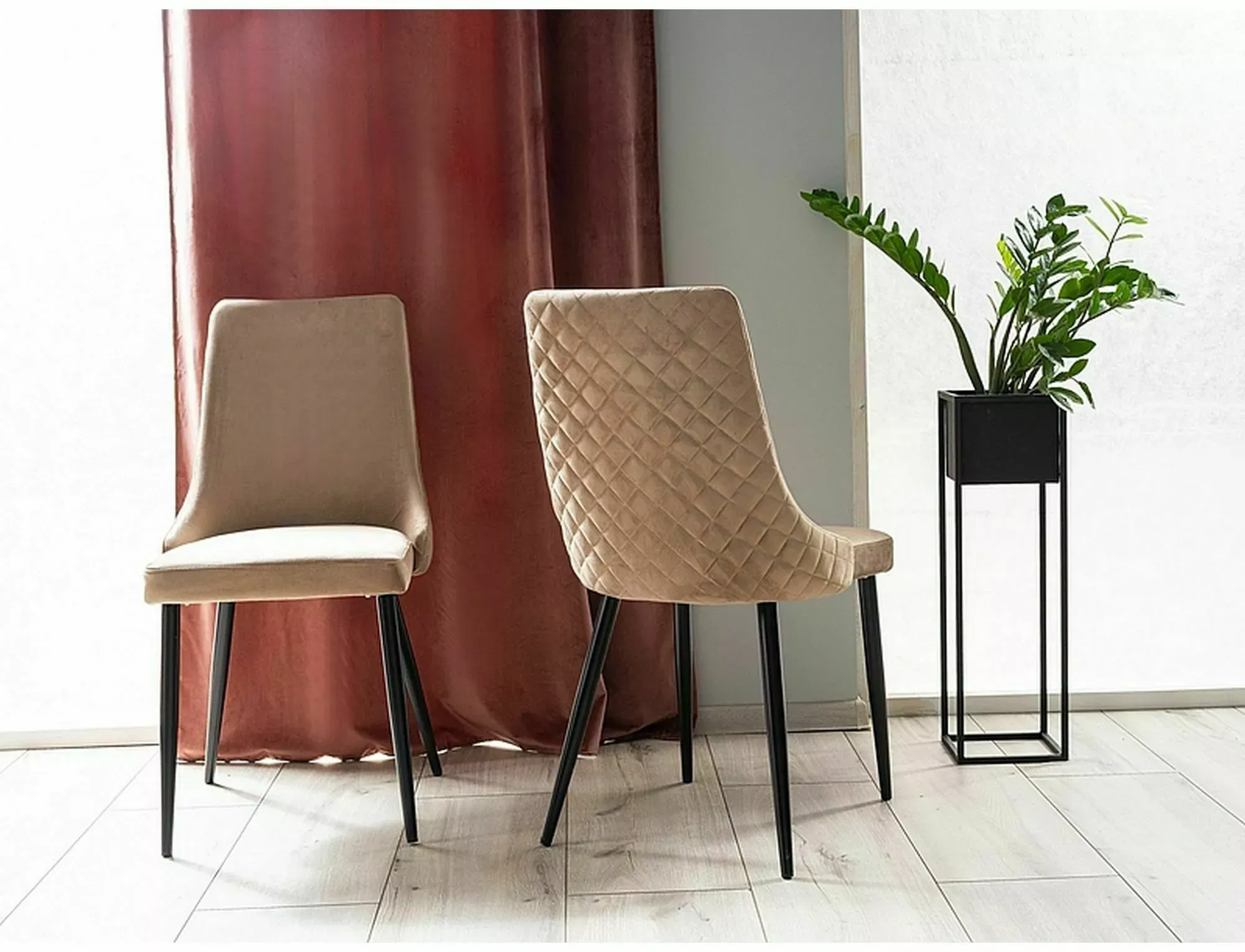 Krzesło PIANO B VELVET Bluvel 28 beżowy stelaż czarny - PIANOBVCBE