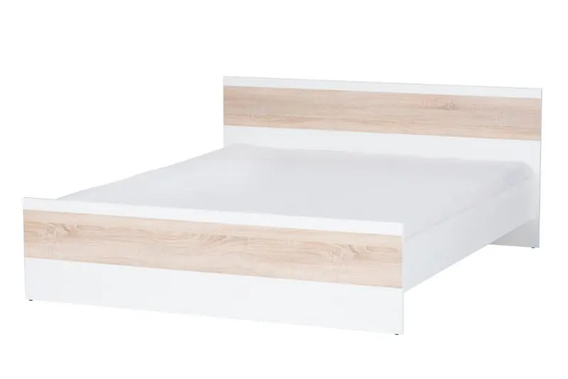 Łóżko WENECJA 3 dwuosobowe z zagłówkiem dąb sonoma białe 160x200cm Łóżko WENECJA 3 dwuosobowe z zagłówkiem dąb sonoma białe 160x200cm