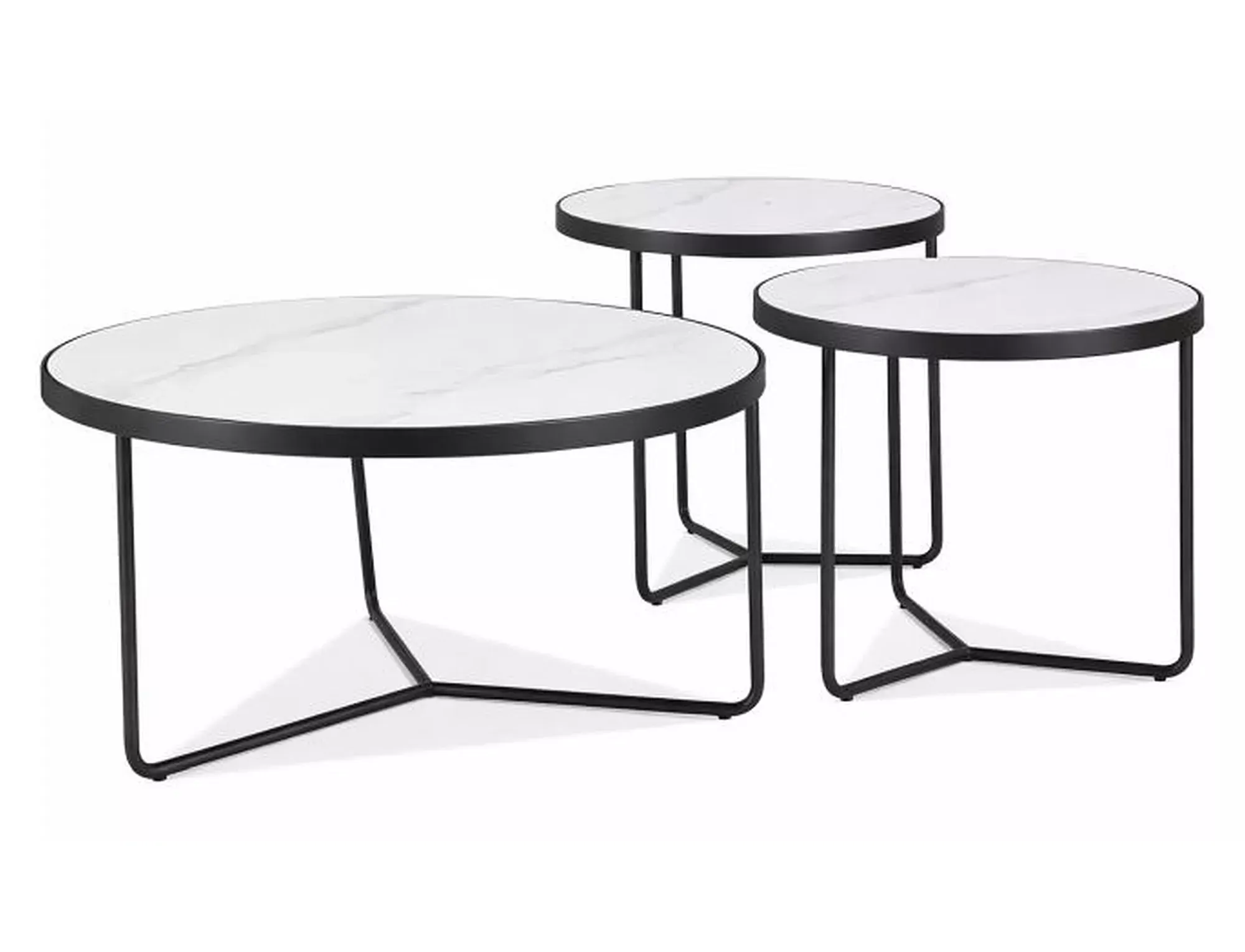 Zestaw stolików kawowych DEMETER 50x80 biały czarny