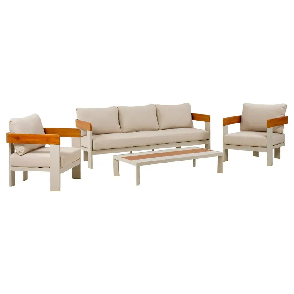 Zestaw ogrodowy MOLTO CS sofa + 2 fotele + stolik kawowy beżowy