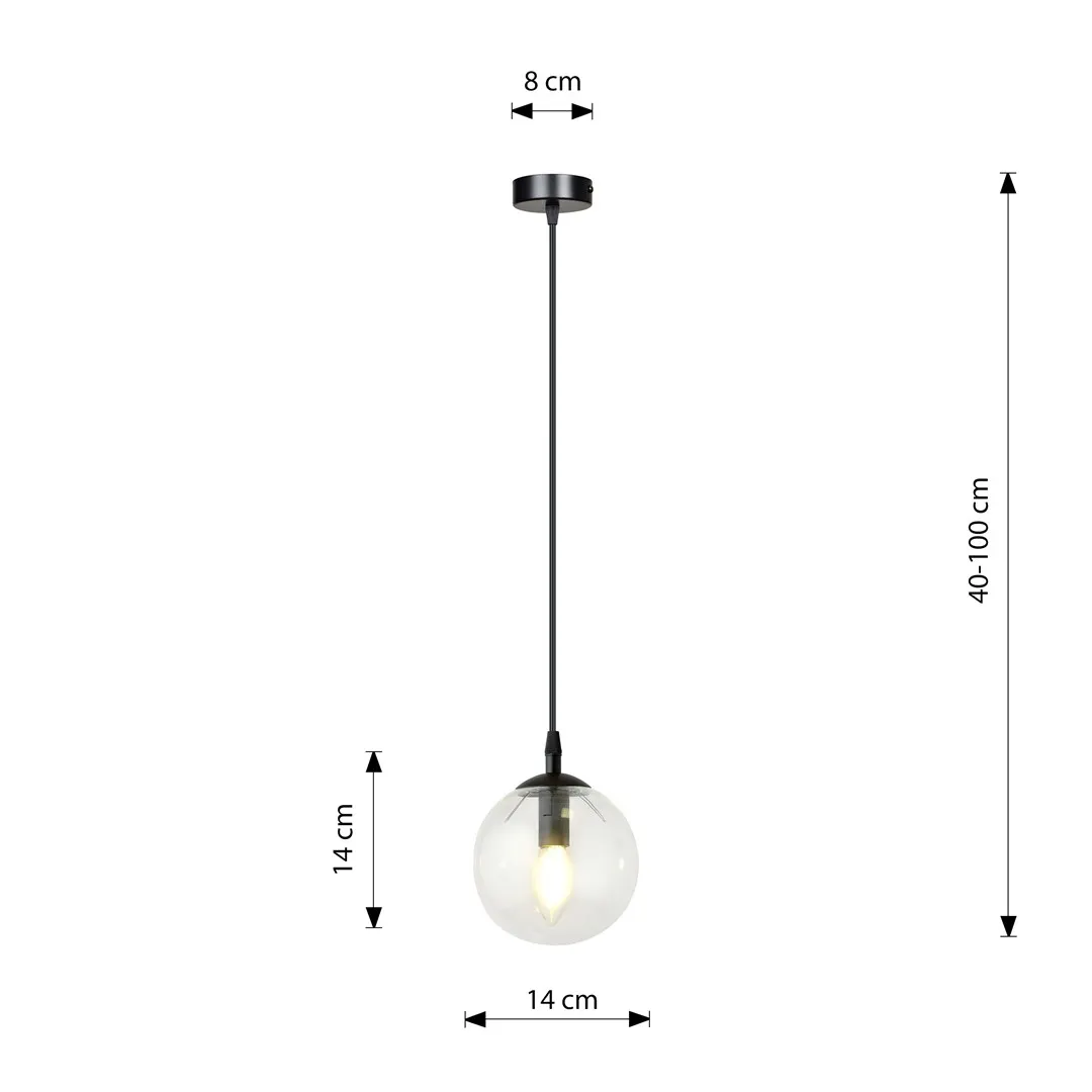 Lampa wisząca COSMO 1 czarny transparentny — zdjęcie 10