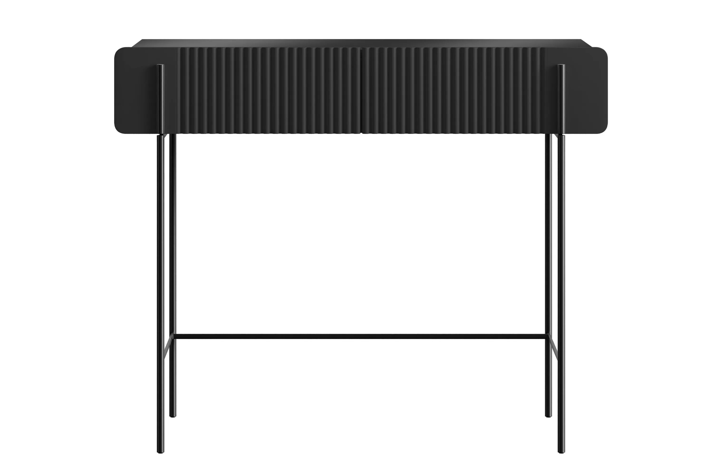 Toaletka z 2 szufladami MALMI ryflowany front 100cm - czarna - B_166957