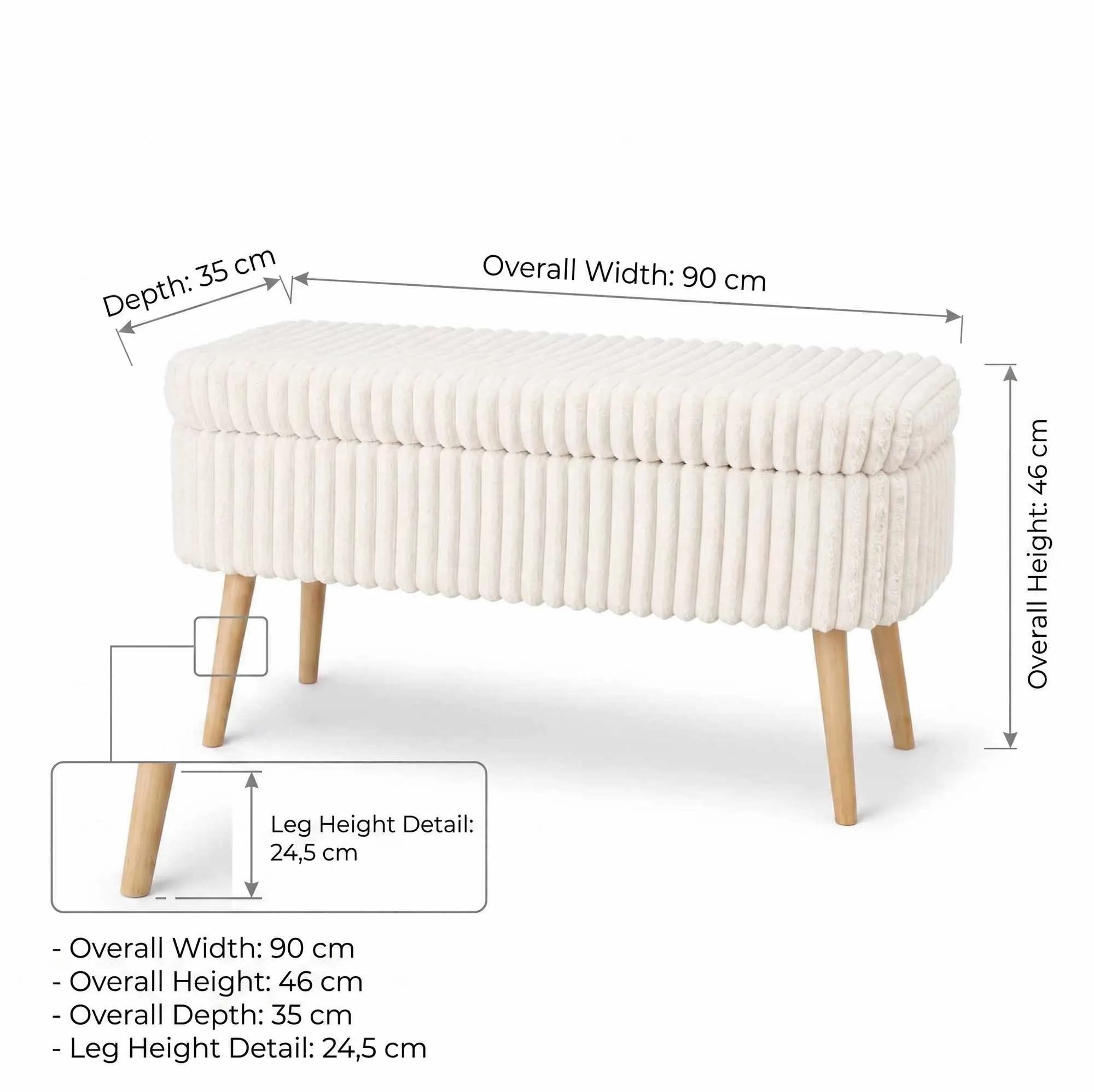 pouf, ottoman, tkanina, beżowy, drewniane nogi