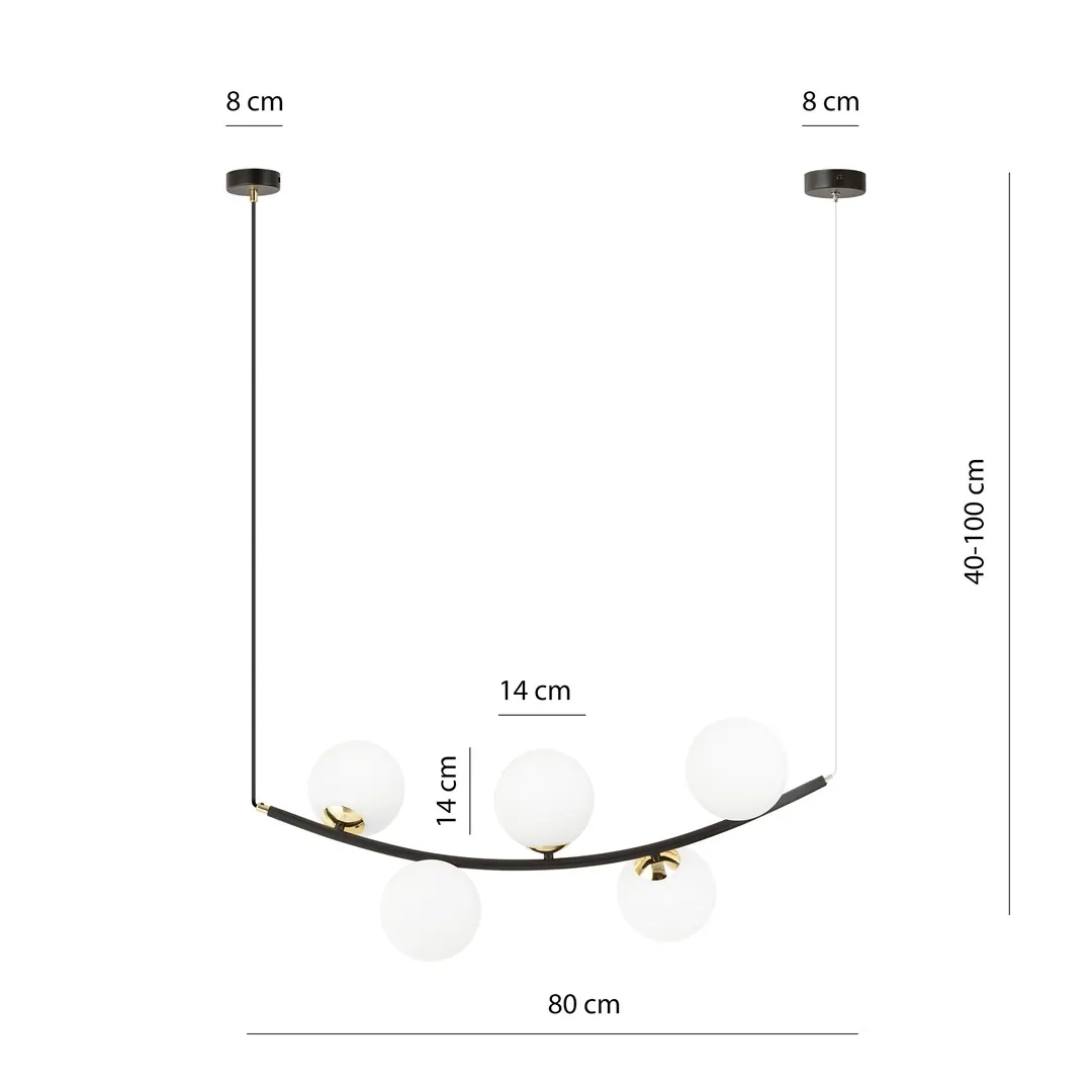 Lampa wisząca RITZ Czarny,Złoty 1298/5 - 1298/5