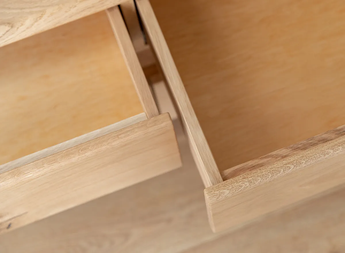 Szafka RTV z szufladami drewniana DIVISIONE listwa led 184 cm dąb olejowany - ZIDIV10