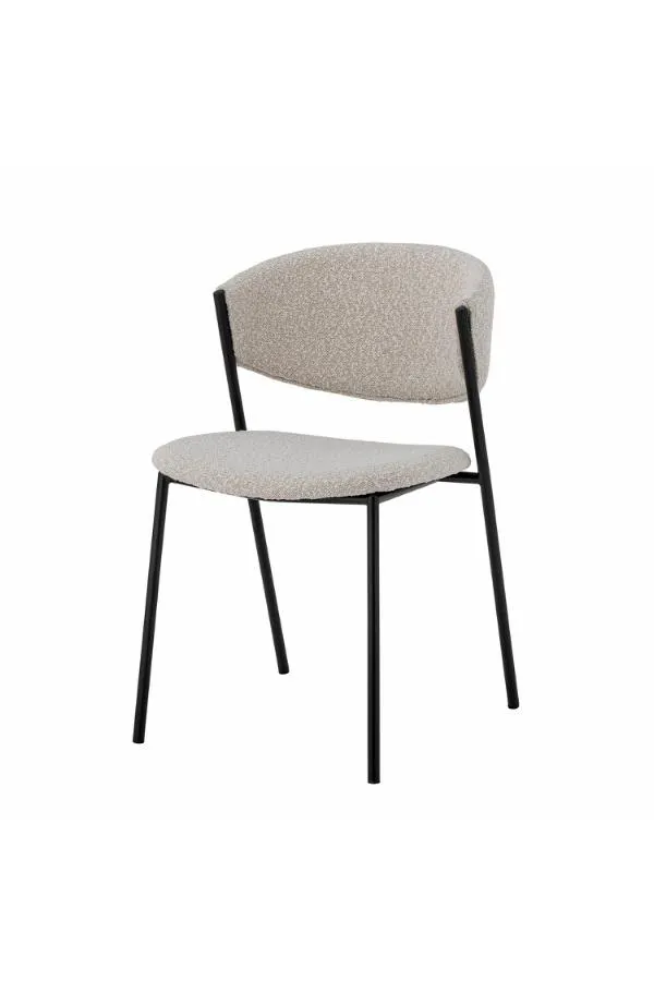 Krzesło tapicerowane MARLO boucle biały czarny - ND_82064229