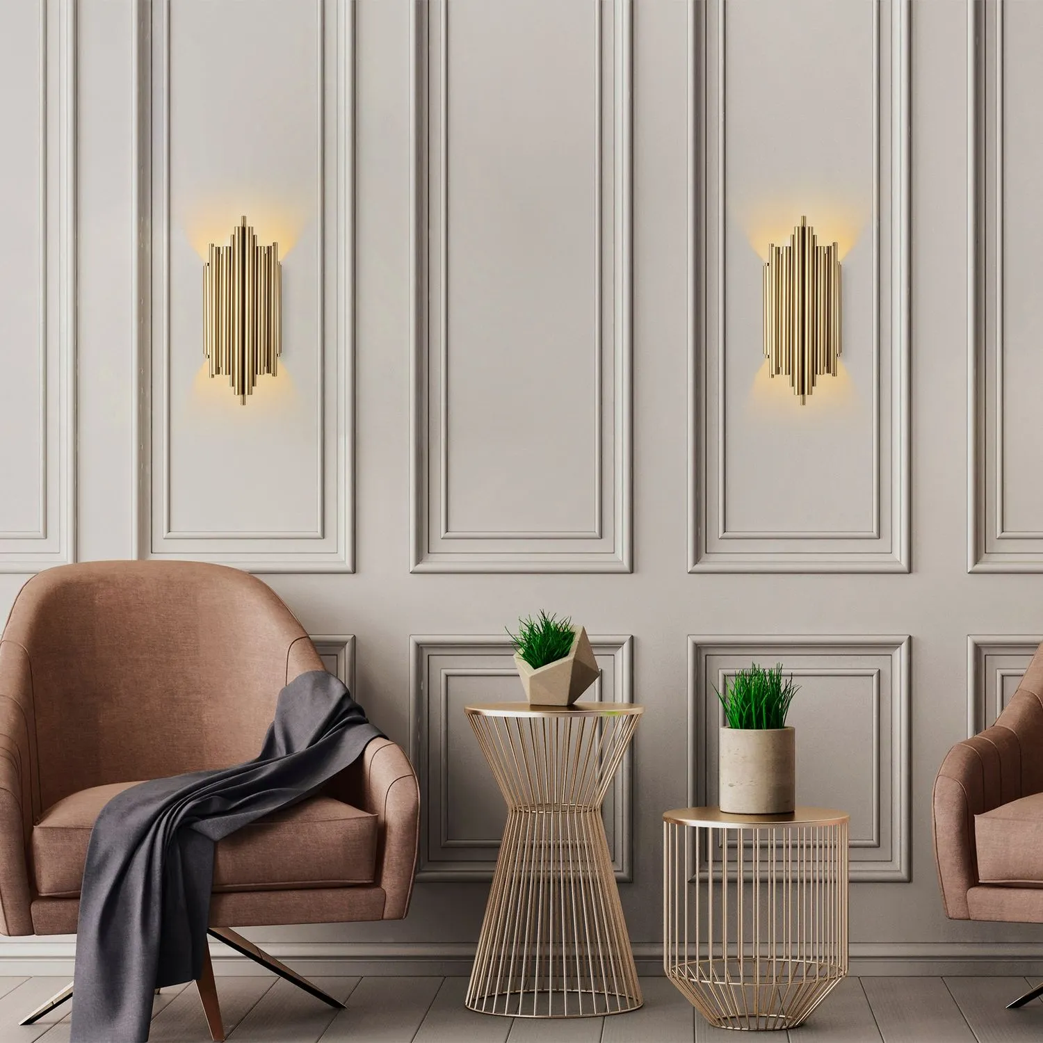 Lampa ścienna kinkiet REIS 22x50 cm złota - ASI_942FLG1876