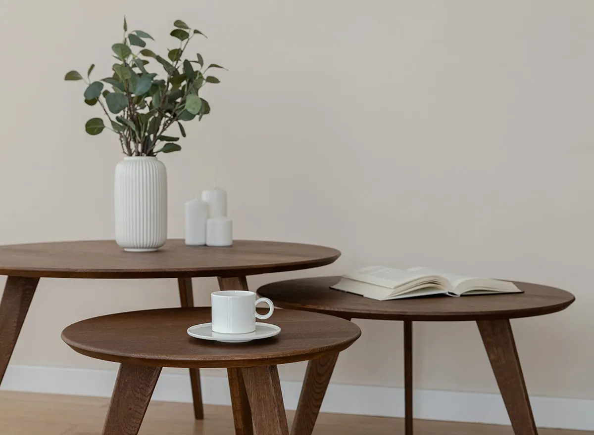 Stolik kawowy dębowy ORBETELLO okragły 90 cm tabacco - 3SORB57T