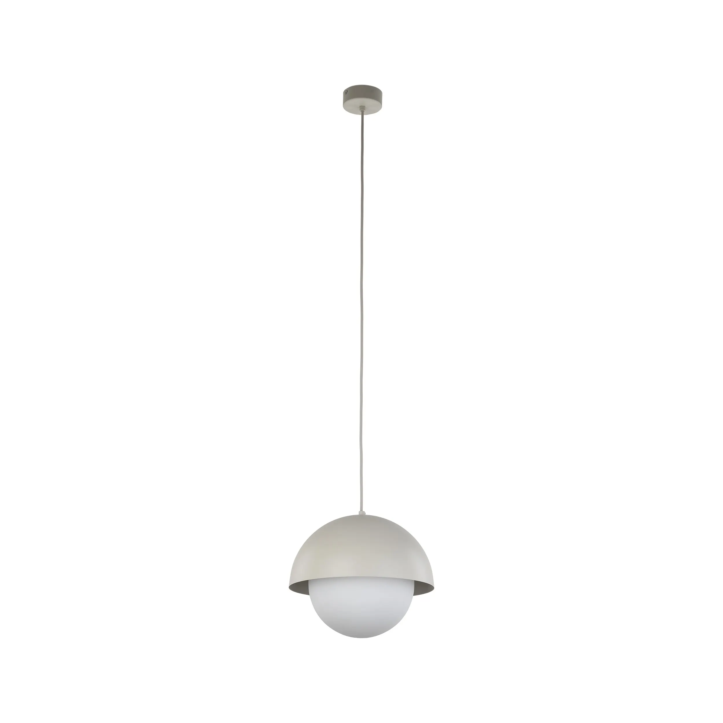 Lampa wisząca BONO beżowa z białym okrągłym szklanym kloszem 160x27cm