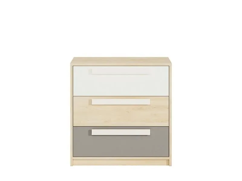 Komoda z 3 szufladami DROP 10 z szufladami z możliwością montażu wstawek frontowych buk fjord, biały, szary - 1DROP1001-001