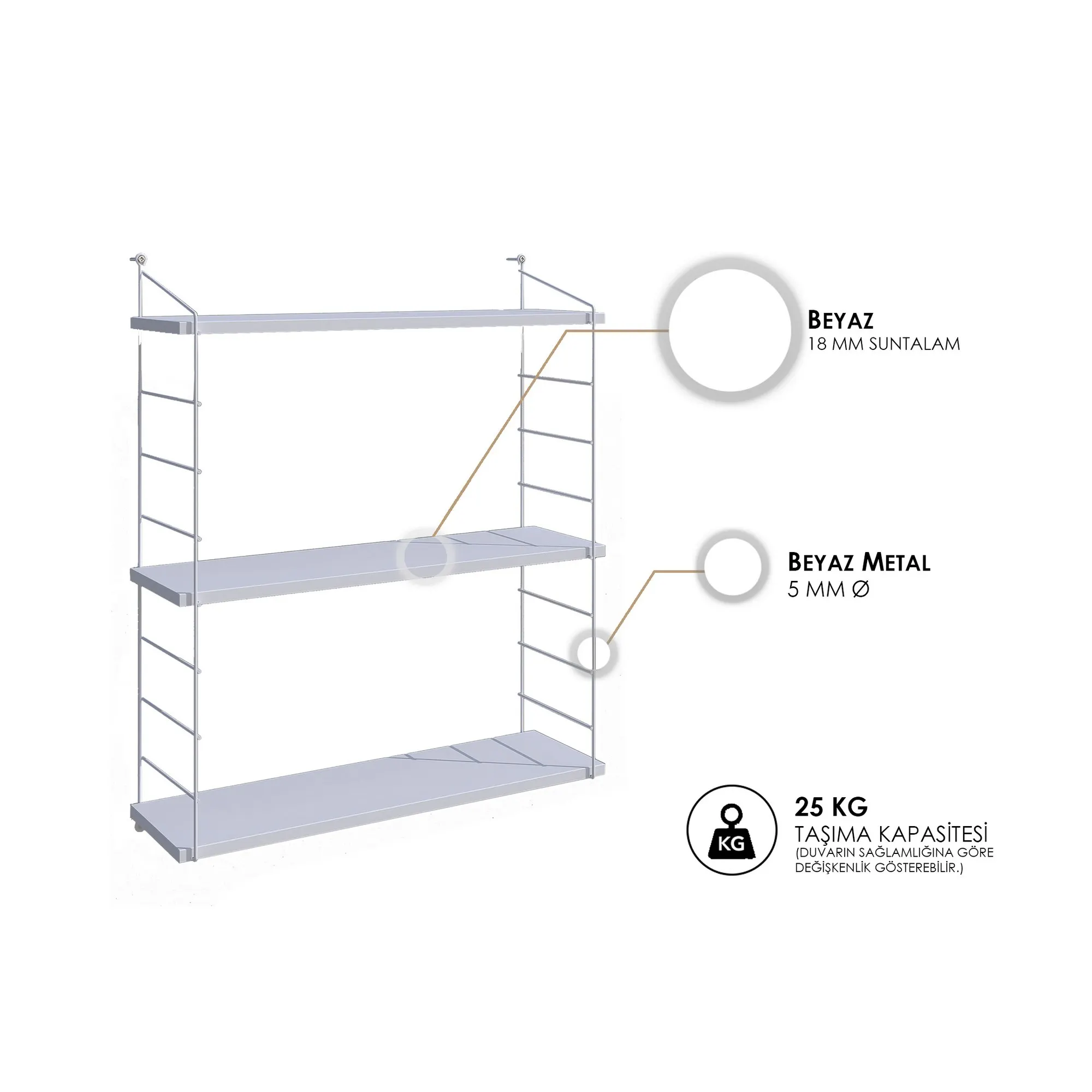 Pólka ścienna ARMONI SZ72 biała - ASI_775DCM1685