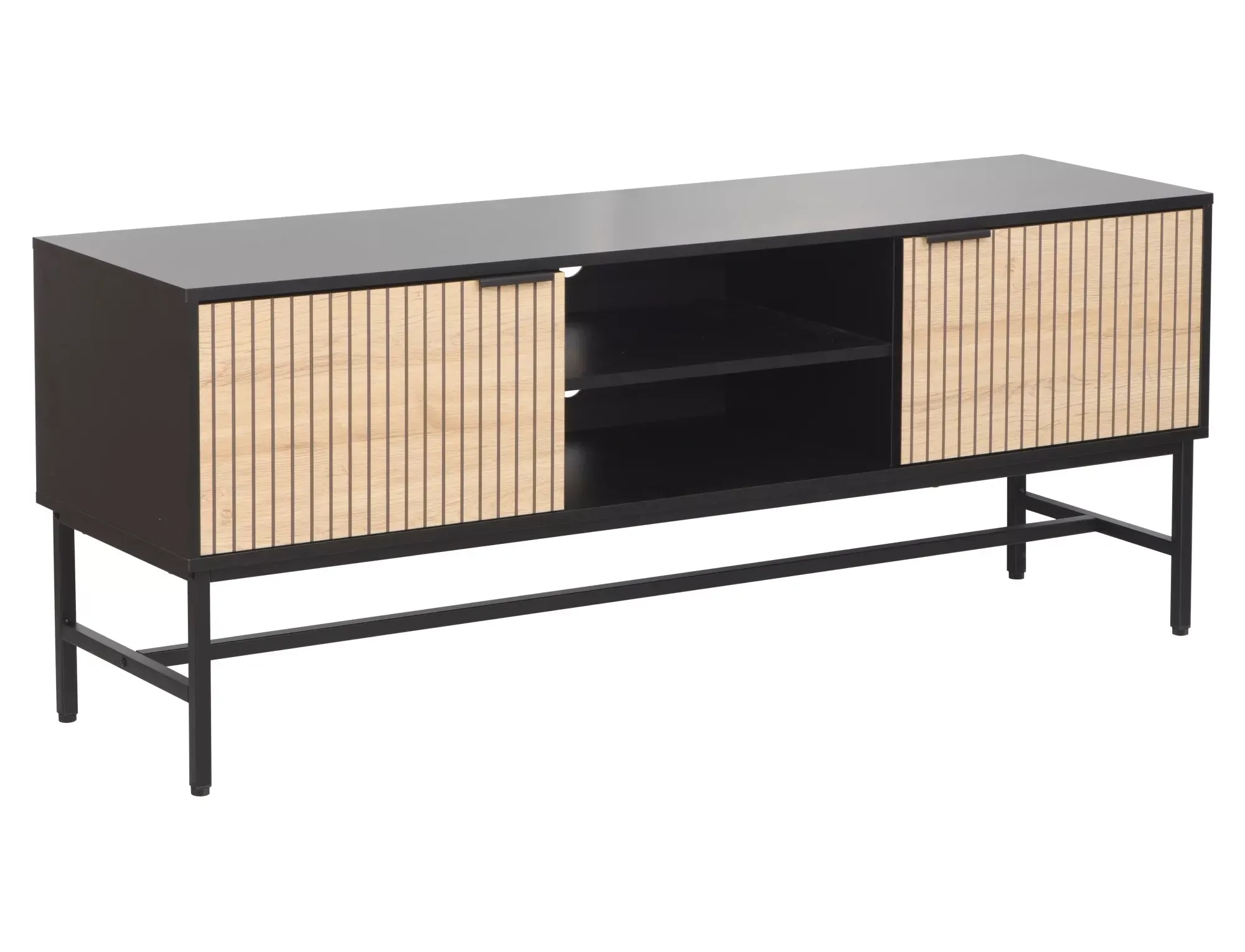 Szafka RTV z półkami MAGO 150 cm drewniano-czarna