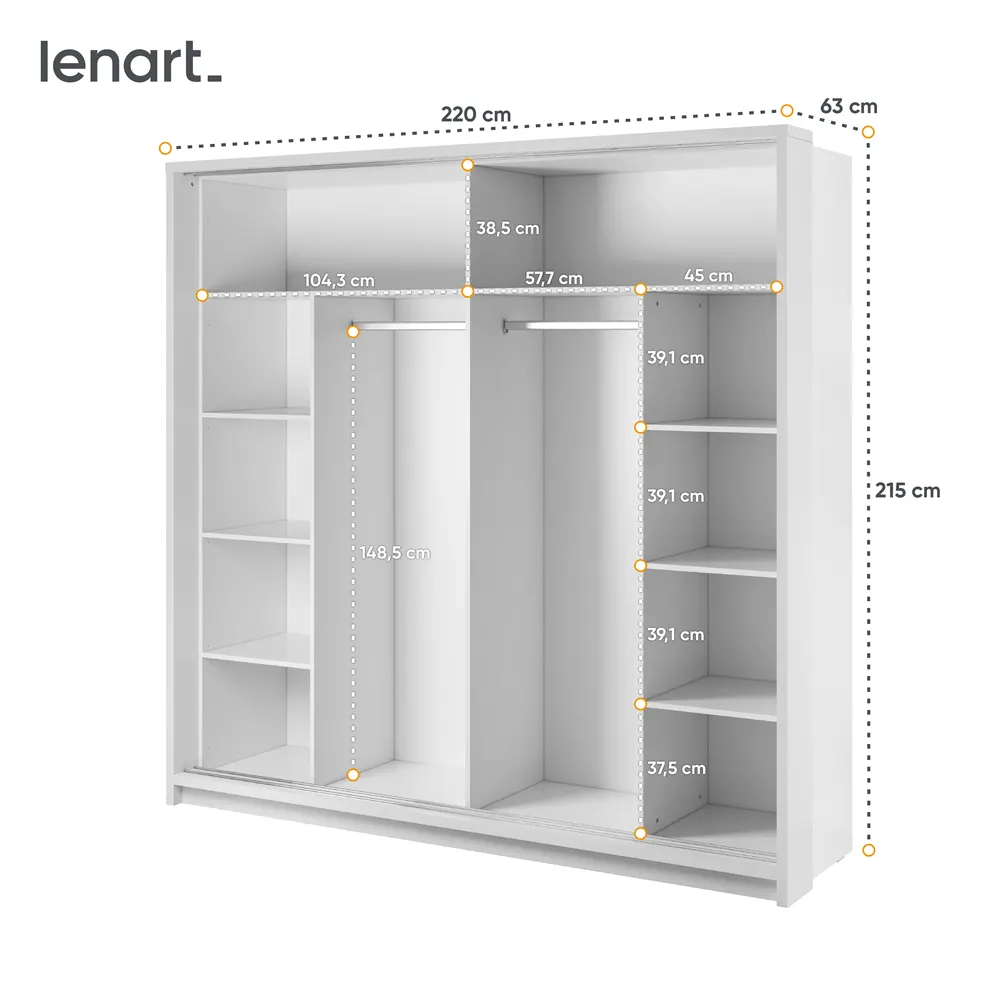 Szafa 2-drzwiowa LED ARTI AR-14P 220cm biała - AR14BIP