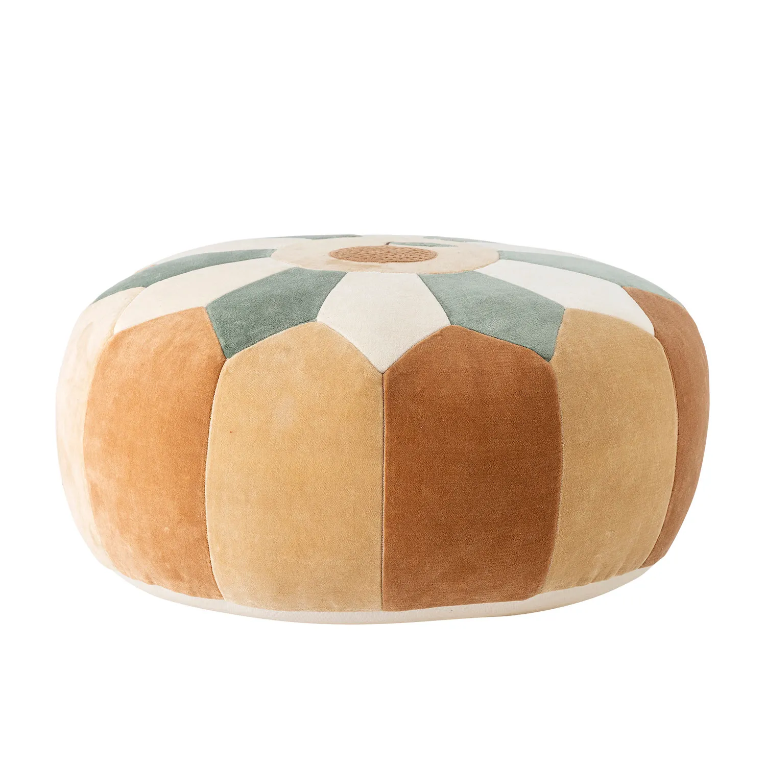 pouf, ottoman, patchwork, velvet, multicolor