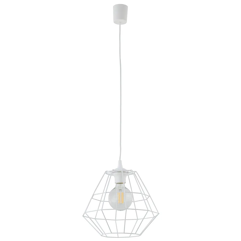 Lampa wisząca DIAMOND metalowa biała ażurowa 120x30cm