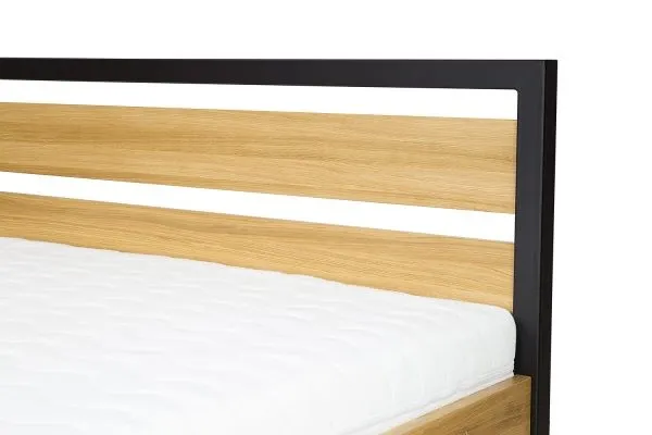 Łóżko metalowo - dębowe LK371 Naturalny 140x200 DREWMAX