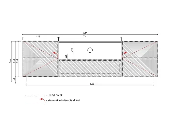 Szafka RTV ASHA 167 - czarny mat - ryflowany front - cokół — zdjęcie 7