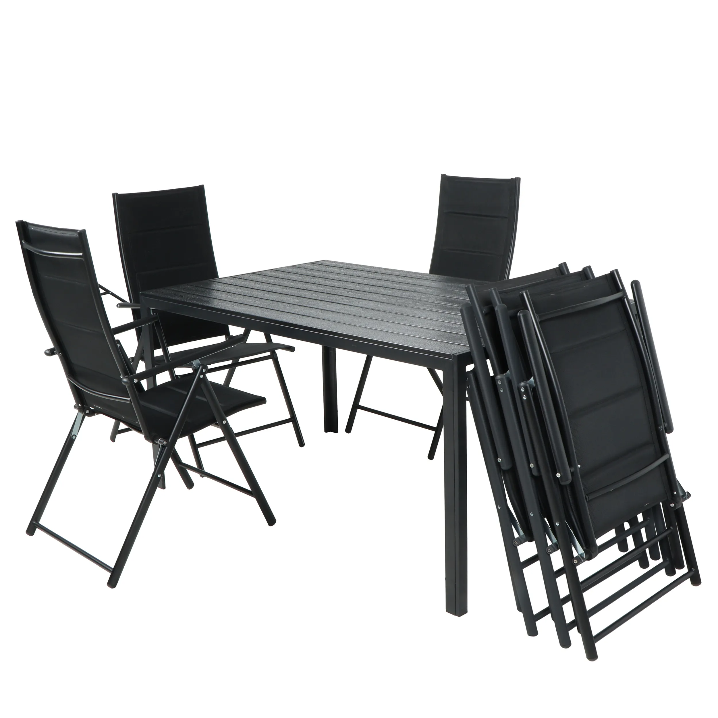 Zestaw Mebli Luxury stół 150x90cm + 6 składanych krzeseł czarny - DLG_92412