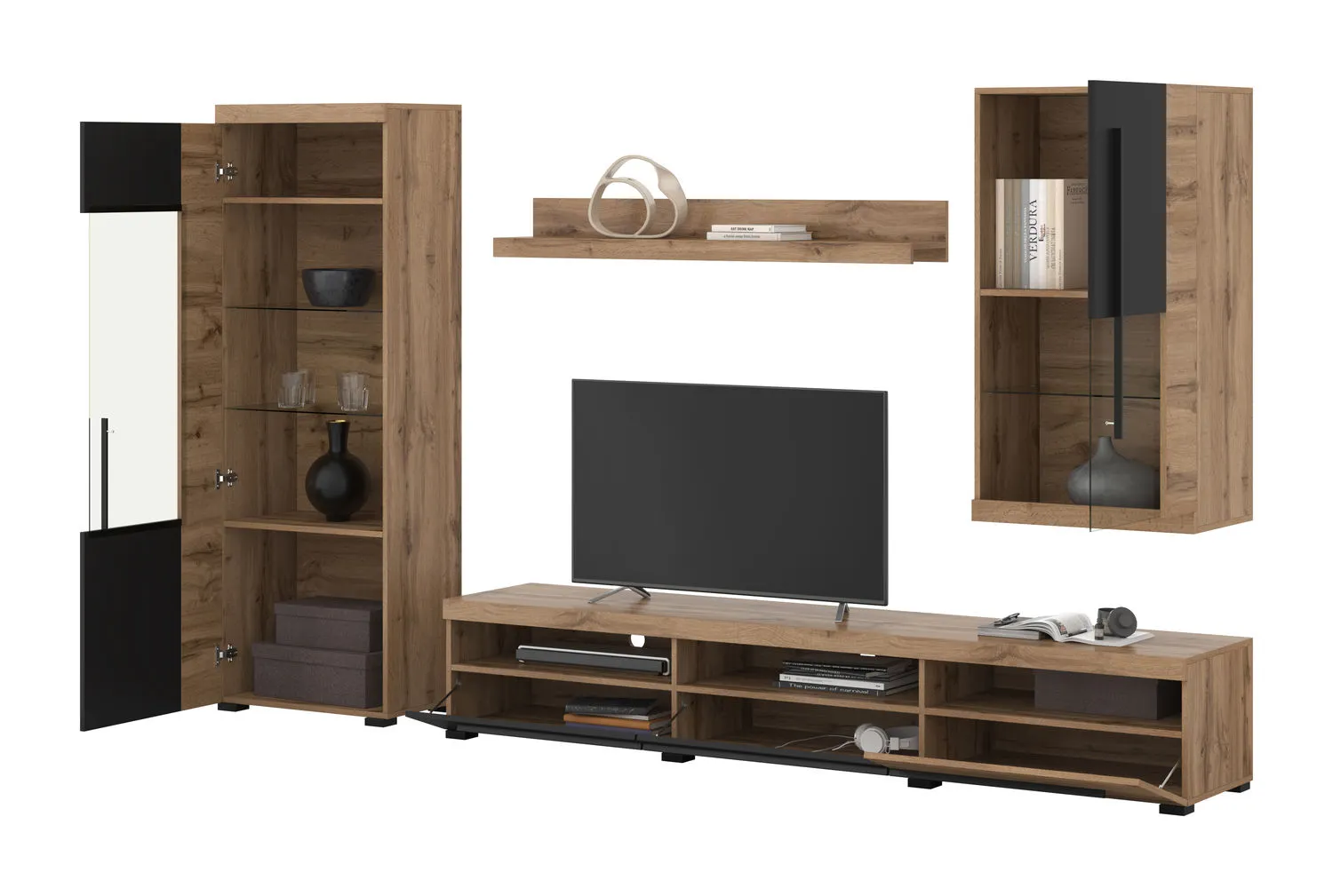 Meblościanka ROGER 10 dąb wotan/czarny - 22N2ZH10