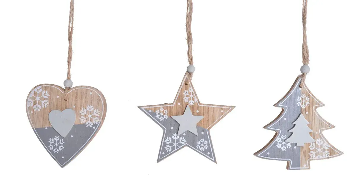 Zawieszki drewniane 3 sztuki wielokolorowe