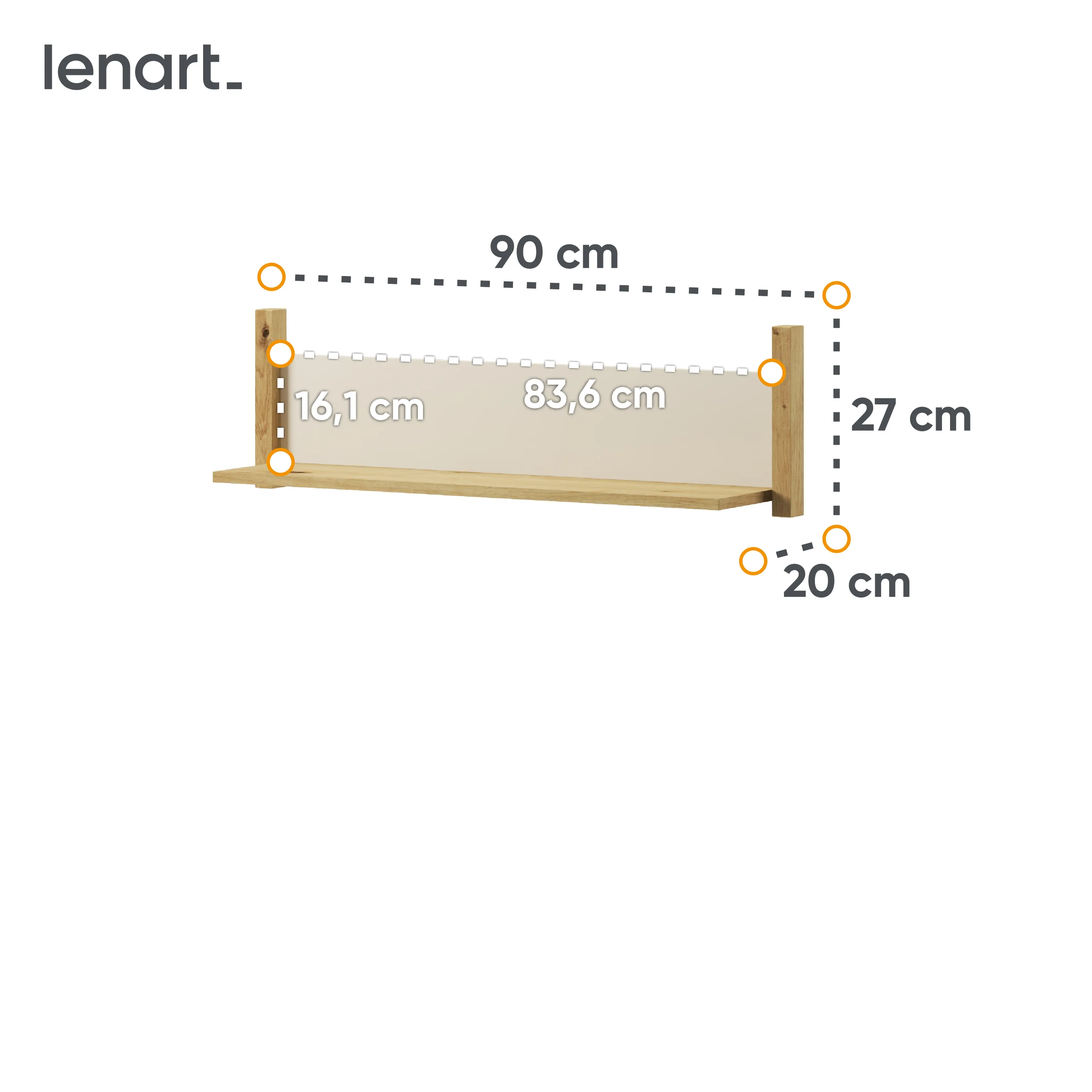 Półka wisząca Lenny LY-05 dąb artisan/beż - LY5ABT