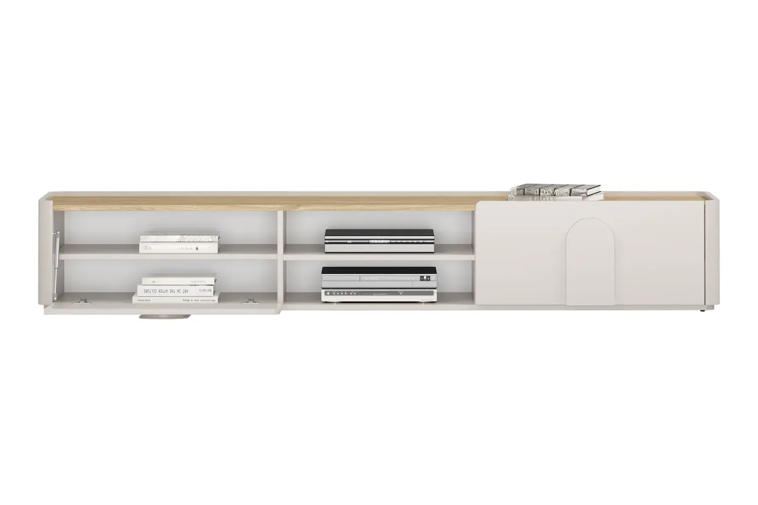 Szafka RTV z klapą i szufladą AMILIO 220 - cashmere dąb olejowany uchwyty cashmere - B_167063