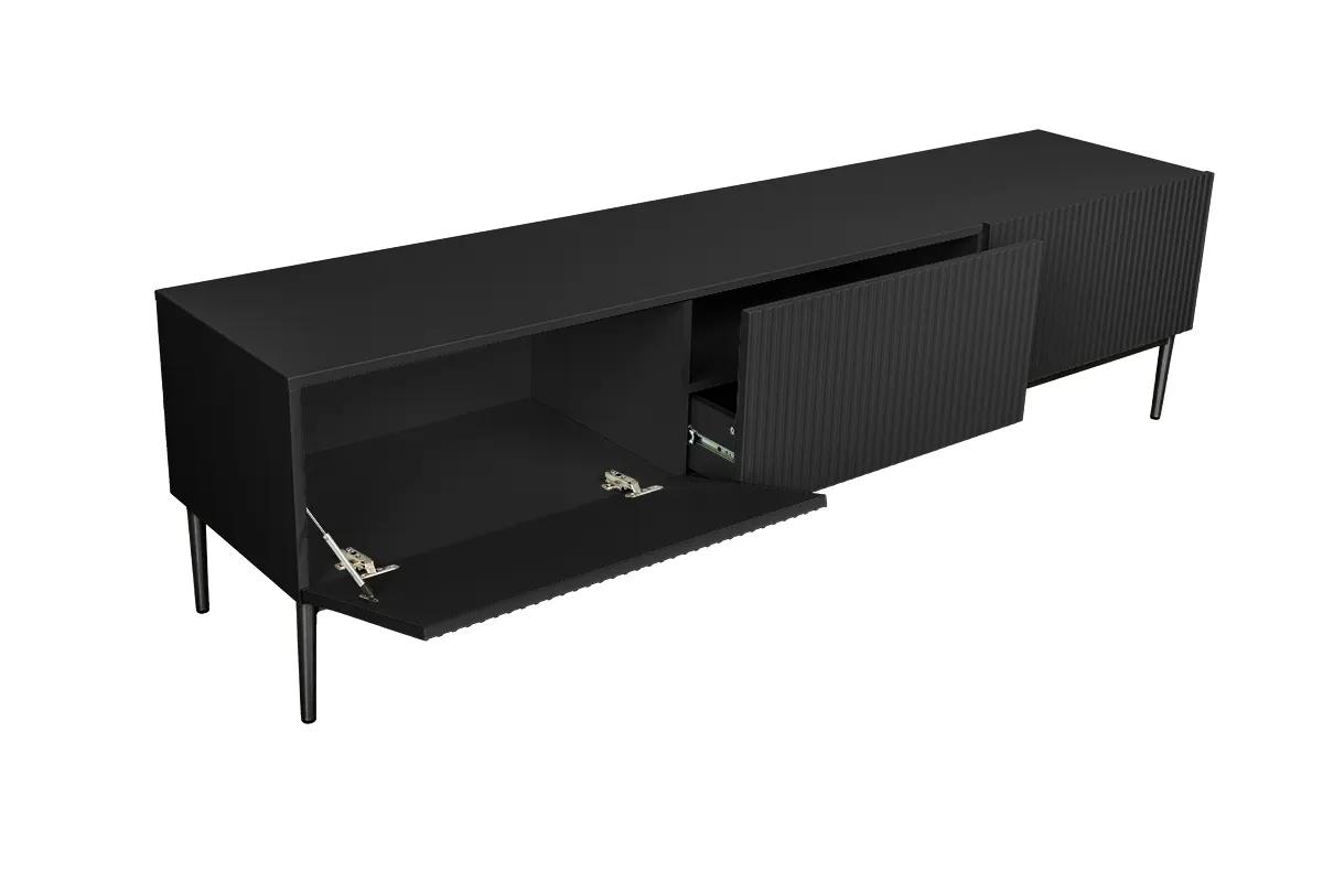 Szafka RTV NICOLE 200 z szufladą - czarny mat - czarny stelaż - B_53870