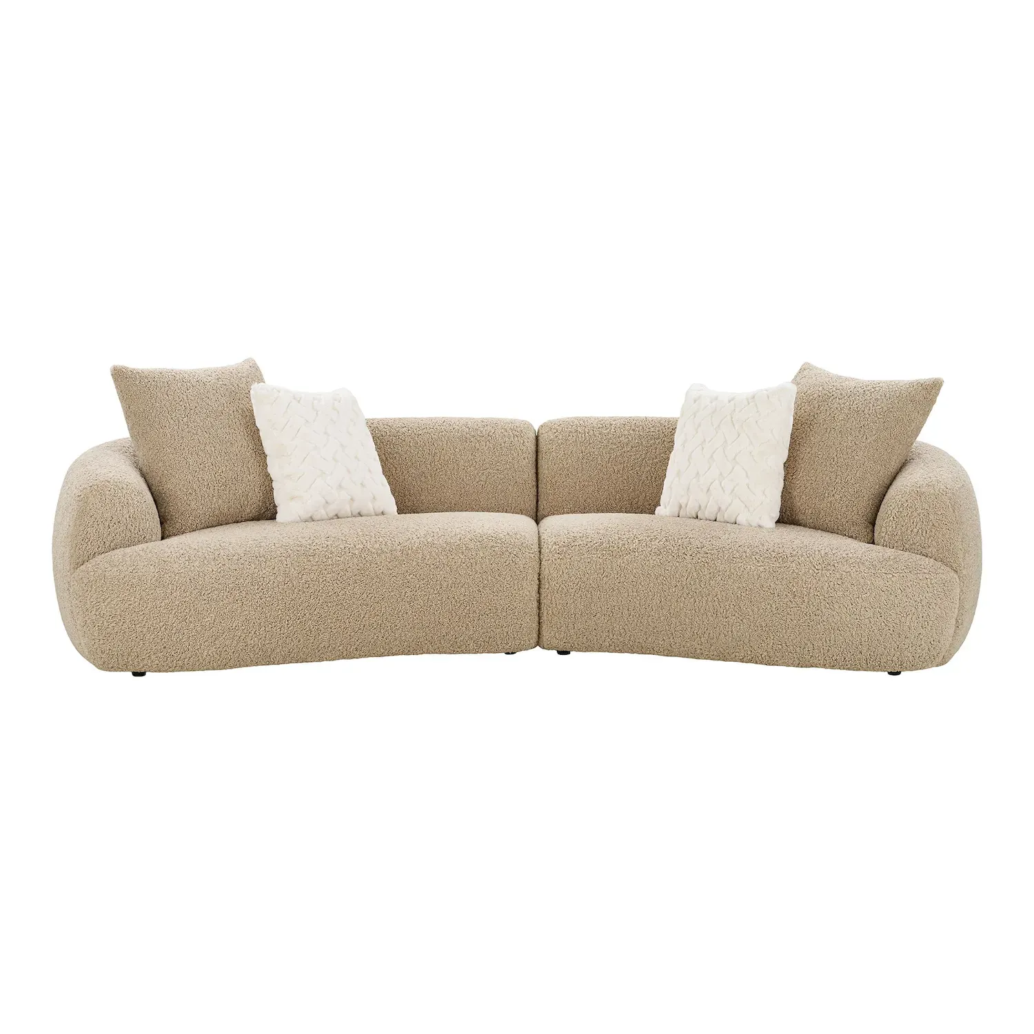 Sofa w obłych kształtach DALI 304cm z 4 poduszkami beżowy - 1250005