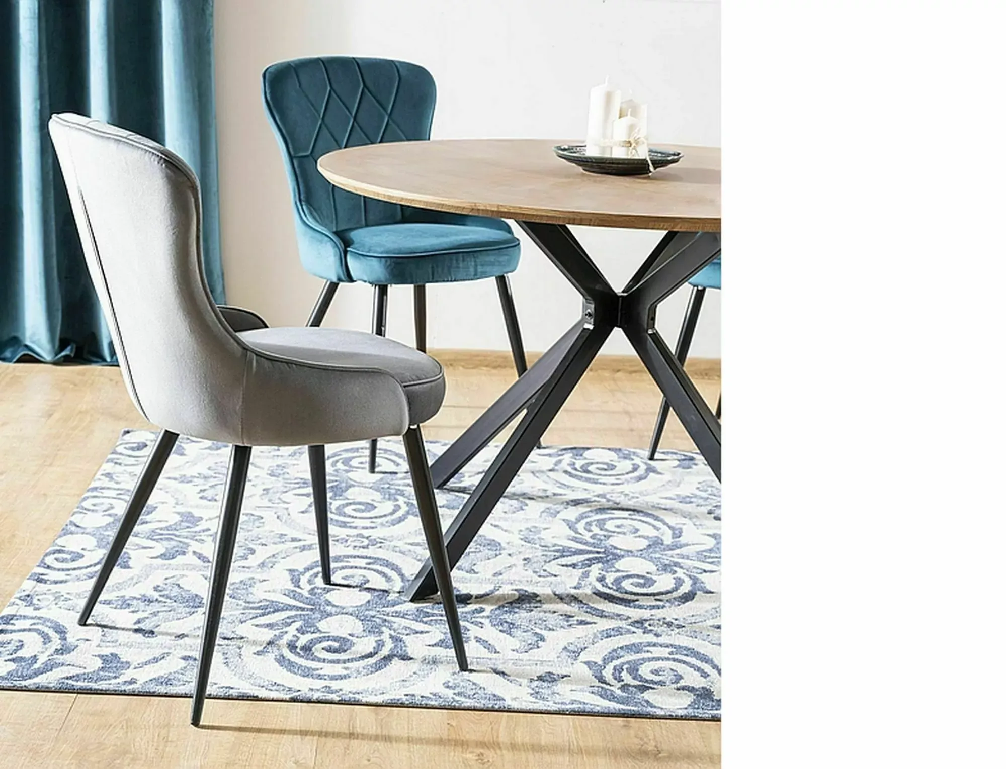 Krzesło tapicerowane LOTUS VELVET Bluvel 14 szary stelaż czarny - LOTUSVCSZ